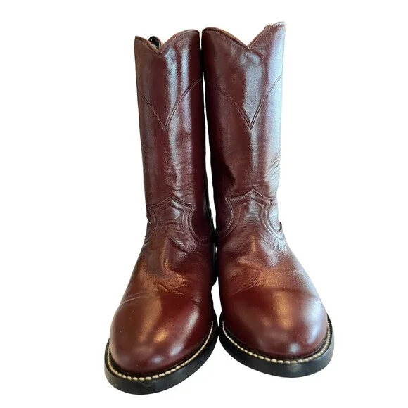 Cowtown Mens women’s Roper Dark Brown Leather Western Boots 6 1/2B Hand Made Cowboy & Western Boots